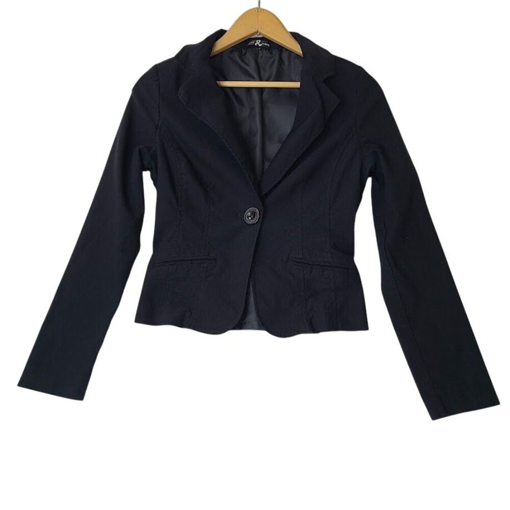 Have & Have Black Blazer One Button Suit Coat Jacket Sz M Business Professional